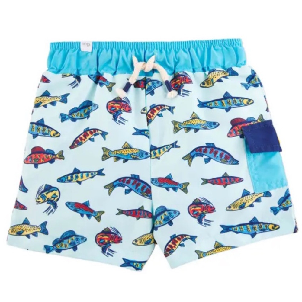 NWT MudPie Fish Swim Trunks sz 12-18m